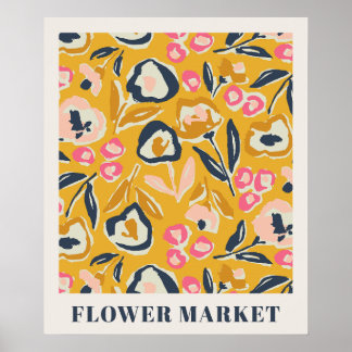 Poster Cottage Garden Inky Floral Flower Market Pattern