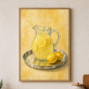 Poster Cottagecore Aquarela Jarração de Limonada