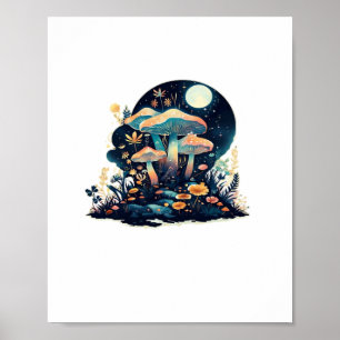 Poster Cottagecore e Feira de Cogumelos Goblincore Estéti