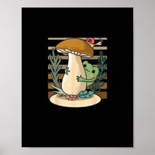 Poster Cottagecore Floresta de Cogumelos Sapo Goblincore 