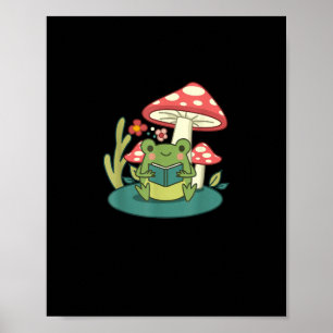 Poster Cottagecore Floresta de Cogumelos Sapo Goblincore