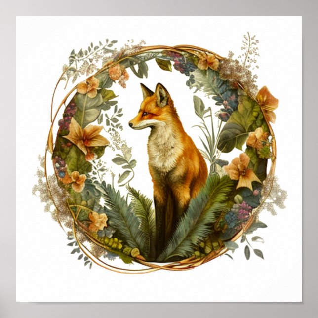 Poster Cottagecore Fox Vintage (Frente)