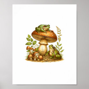 Poster Cottagecore Goblincore Cogumelo Sapo Estético