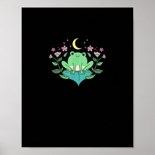 Poster Cottagecore Goblincore Flores Lunares Sapo Florest