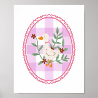 Poster Cottagecore Goose Illustration - Cute White Duck