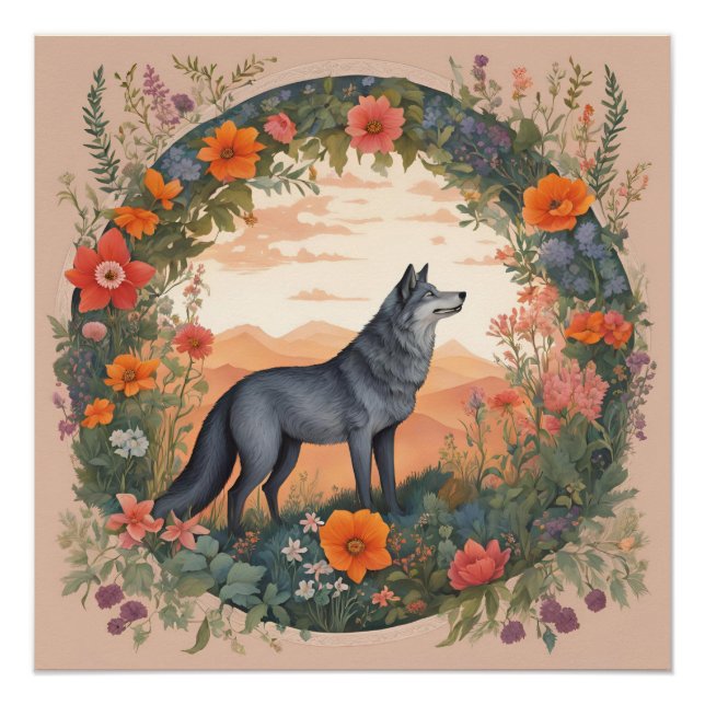 Pôster Cottagecore Wolf (Frente)