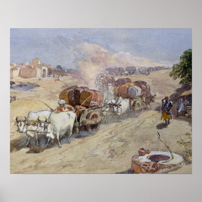 Poster Cotton Transport, Índia, 1862 (c/c sobre lápis hei (Frente)