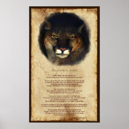 Pôster Cougar Mountain Lion Nativo Americano Wisdom Poste