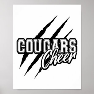 Poster Cougars Cheer Time de Cheerleading de Volta à Esco