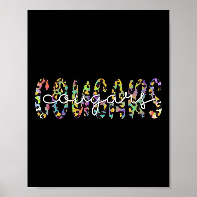 Poster Cougarts School Sports Fan Team Spirit Mascot Gift (Frente)