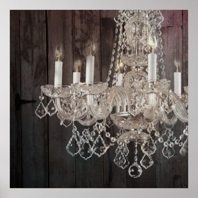 Pôster Country barn wood Parisian vintage chandelier (Frente)