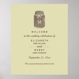 Poster Country Burlap Mason Jar Wedding Welcome