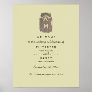 Poster Country Burlap Mason Jar Wedding Welcome
