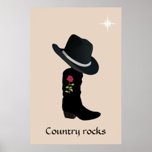 Poster Country Hat e Boot em Beige