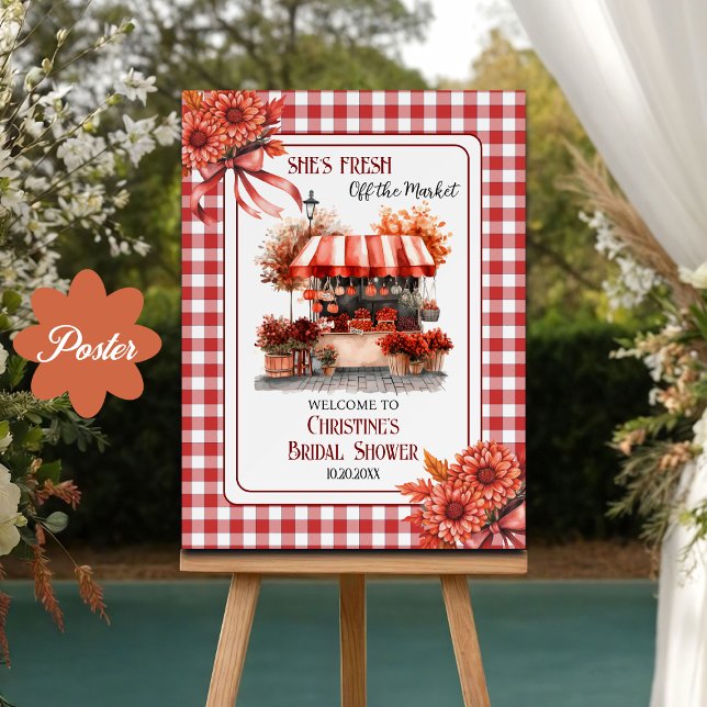 Poster Countryside Picnic Gingham Bridal Shower Welcome (Criador carregado)