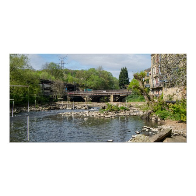 Pôster County Bridge and the River Calder, Sowerby Bridge (Frente)