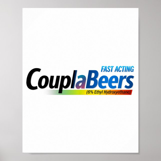 Poster Couplabeers Couple Of Beers Funny Meme Fast Acting (Frente)