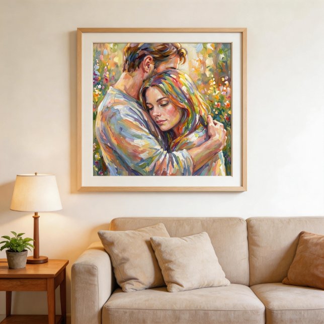 Poster Couple Embrace Impressionist Style (Criador carregado)
