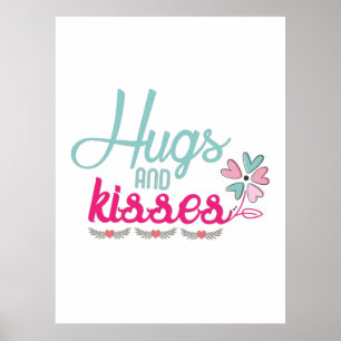 Poster Couple Gift Hugs And Kisses Flower