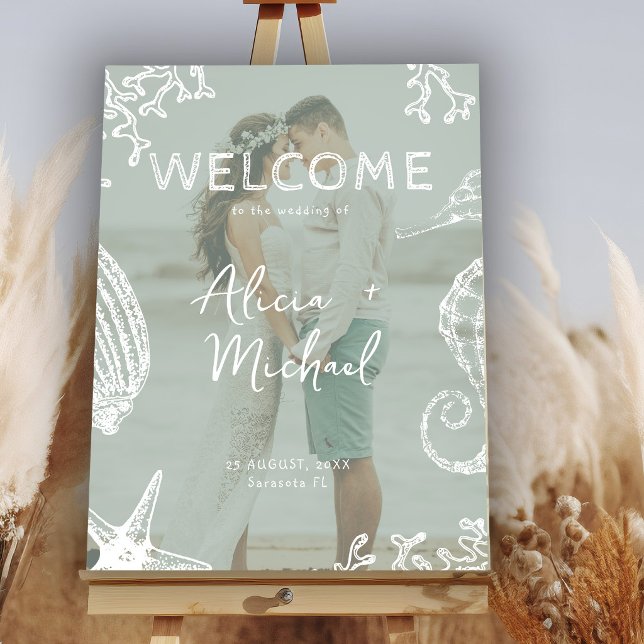 Poster Couple photo coastal wedding welcome  (Criador carregado)