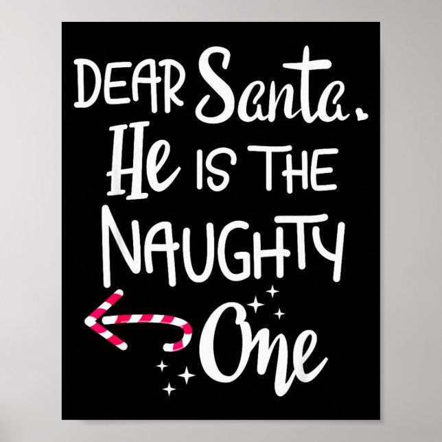 Poster Couples Christmas Santa He Is The Naughty One Funn (Frente)