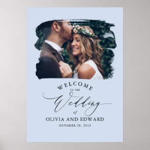 Poster Couples Photo Dusty Blue Wedding Welcome Sign
