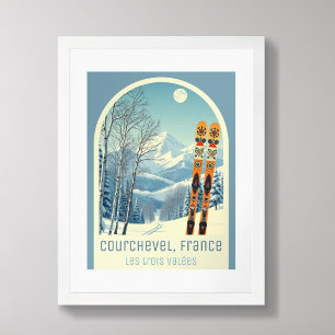 Poster Courchevel França Les três Vallées esqui
