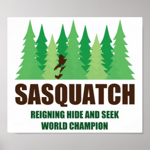 Pôster Couro cru de Bigfoot Sasquatch - e - procure o