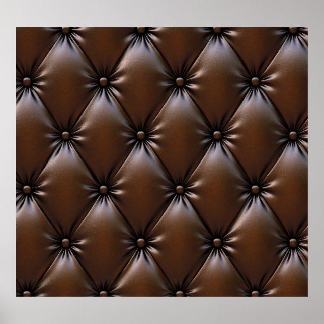 Poster Couro de Chocolate: Textura de Upholsteria Luxuosa (Frente)