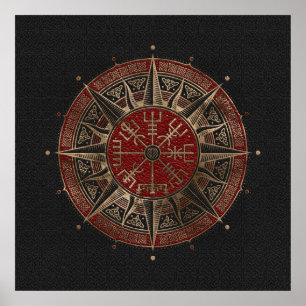 Poster Couro preto e vermelho compasso de Vegvisir - de