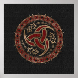 Poster Couro vermelho e preto de Odin e ouro