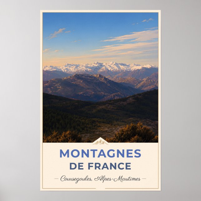 Poster Coursegoules, France – Mountain Panorama (Frente)