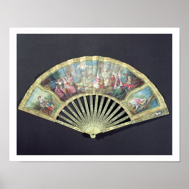 Pôster Court Fan, French, século XVIII (marfim e c/c) (Frente)