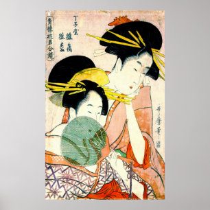 Pôster Courtesans Hinatsuru e Hinamatsu 1798