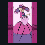 Poster COURTNEY, ART DECO: Plum parisiense<br><div class="desc">Courtney é uma remodelação muito detalhada de um velho cartão de saudação. Ela foi amavelmente redesenhada com novos detalhes e linhas melhoradas. Ela veste um vestido de cheio esfolado, multicolorido, com capas fofinhas e um chapéu combinando com borda larga. O chapéu apresenta uma flor estilizada com um fabuloso lugar de...</div>