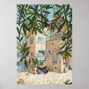 Poster Courtyard em Haifa Israel Cityscape Collage Sketch