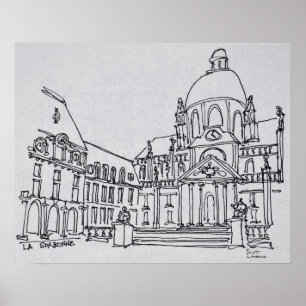 Poster Courtyard of La Sorbonne University of Paris
