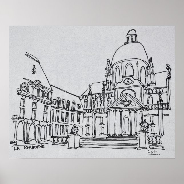 Poster Courtyard of La Sorbonne | University of Paris (Frente)