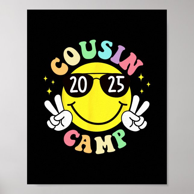 Poster Cousin Camp 2025 Camping Campfire Summer Vacation  (Frente)