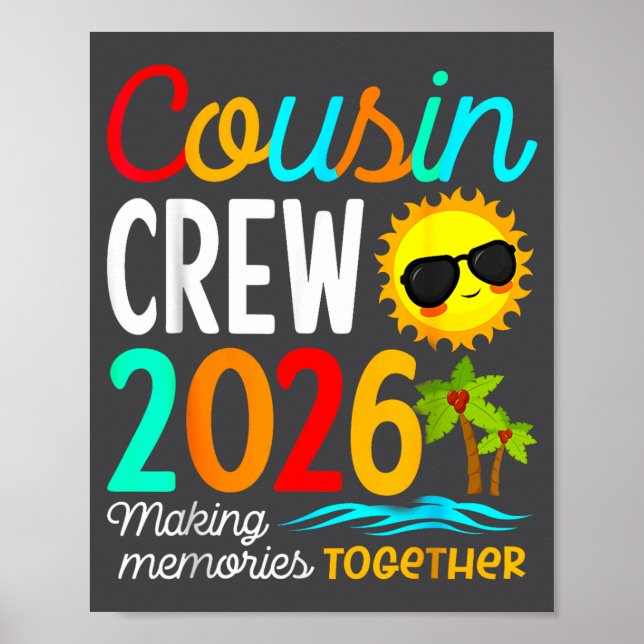 Poster Cousin Crew 2026 Summer Vacation Beach Family Trip (Frente)