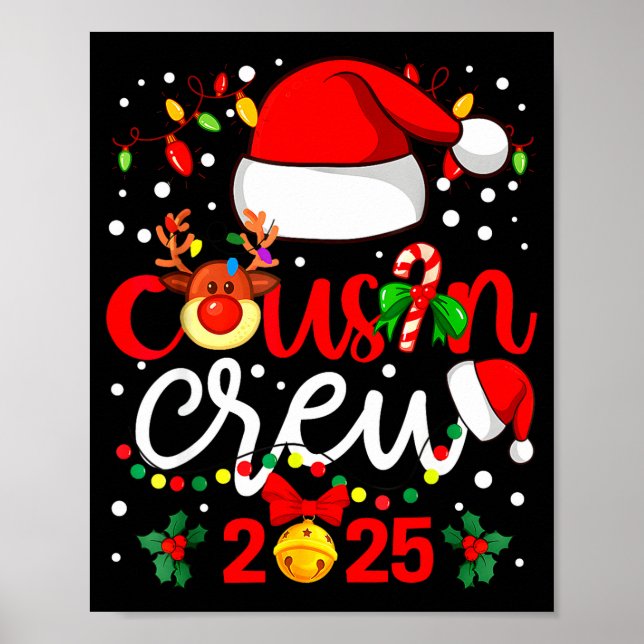 Poster Cousin Crew Christmas 2025 Santa Kids Family Match (Frente)