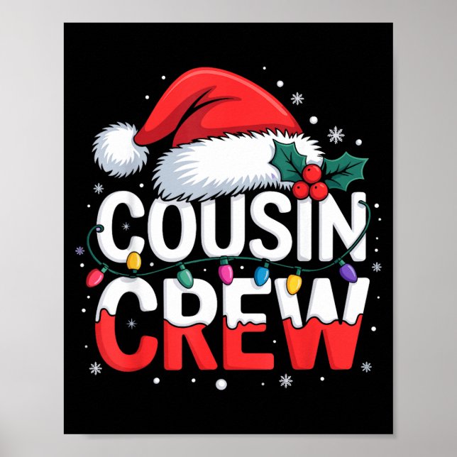 Poster Cousin Crew Christmas Reindeer Antlers Hat Lights  (Frente)