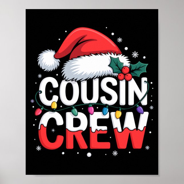 Poster Cousin Crew Christmas Reindeer Antlers Hat Lights  (Frente)