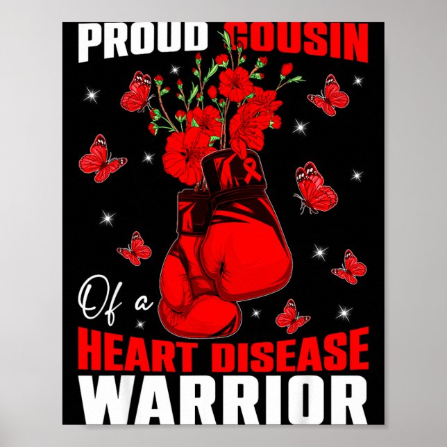 Poster Cousin Of A Heart Warrior Heart Disease Awareness  (Frente)
