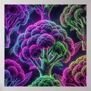 Poster Couve-flor Galáxia Ciberpunk Neon