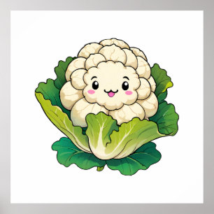 Poster Couve-flor Kawaii