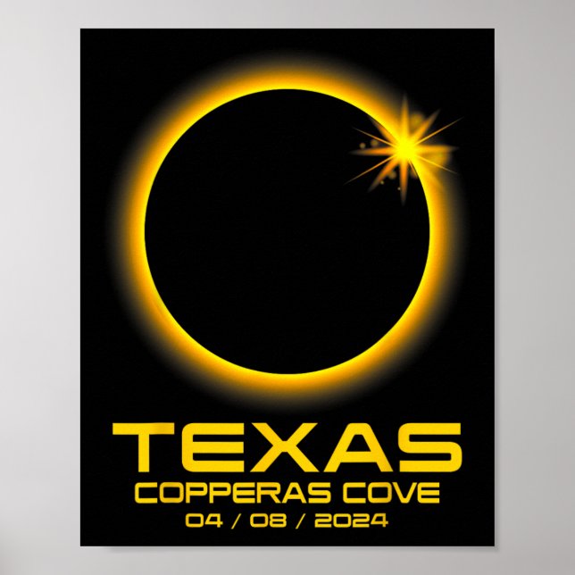 Poster Cove Texas Tx Total Eclipse Solar 2024 (Frente)