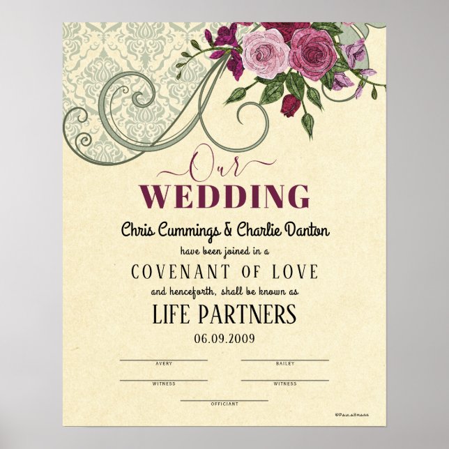 Poster "Covenant of Love" LifePartners WeddingCertificate (Frente)