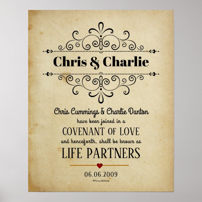 Poster "Covenant of Love" LifePartners WeddingCertificate (Frente)