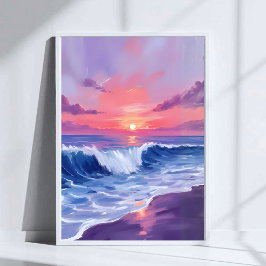 Poster Covil de Algodão Doce | Oceano Rosa Pintado a Aqua